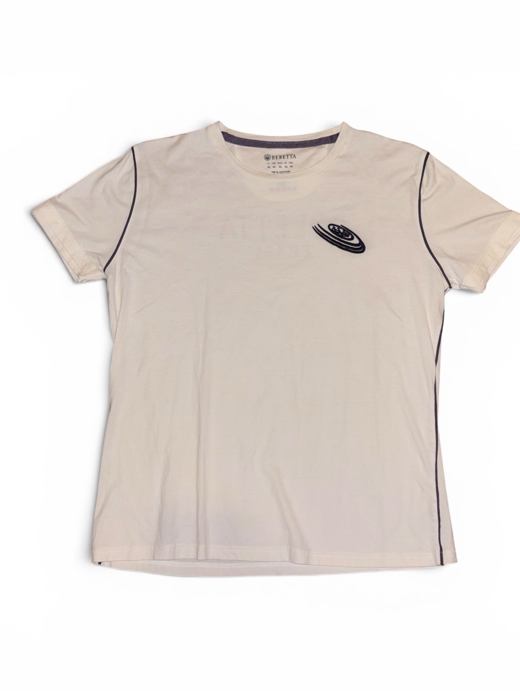 Beretta Team Means Xl Ivory Cotton Shooting Range Short Sleeve Logo Tee Shirt